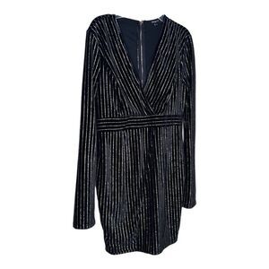 Shop 17 Black Velvet Metallic Stripe Dress - Size L
